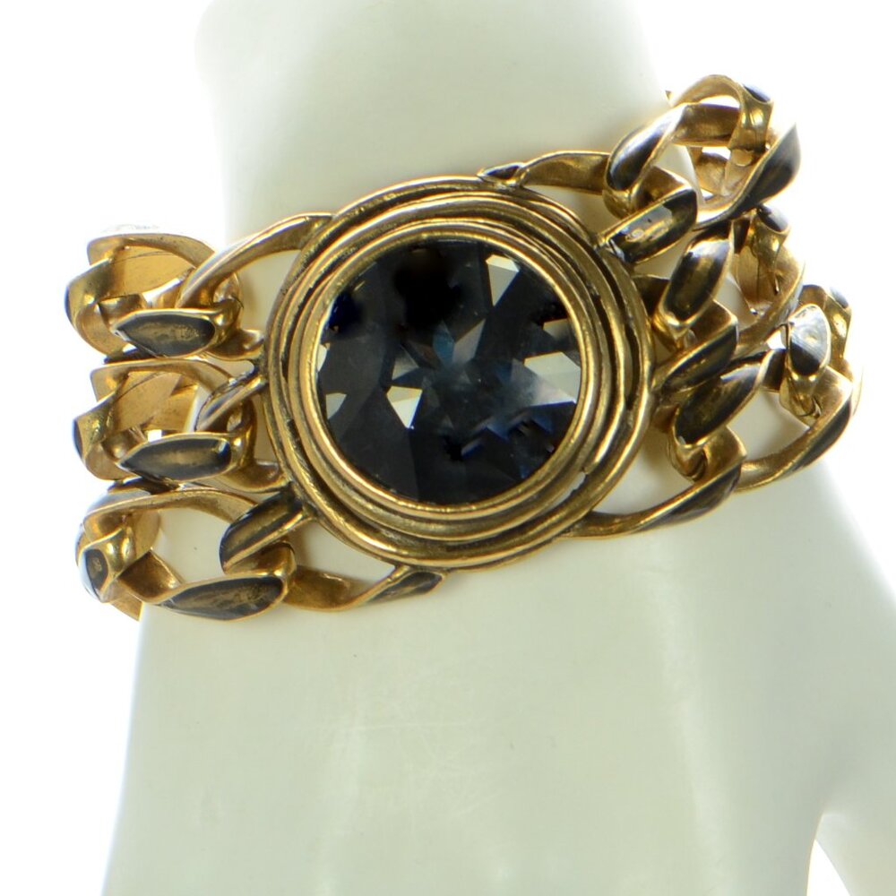Vintage Oscar de la Renta Enamel & Crystal Toggle Bracelet